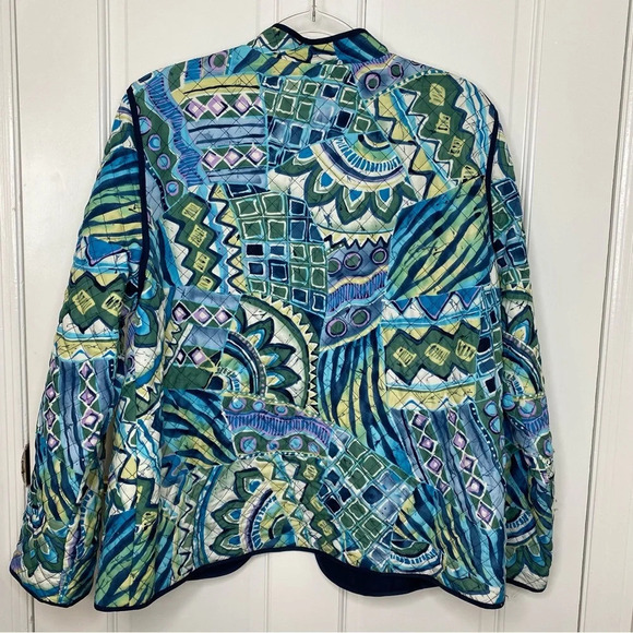 Alfred Dunner Quilted Jacket Blue Floral Cozy Long Sleeve Pucci Vibes - … - Picture 5 of 6